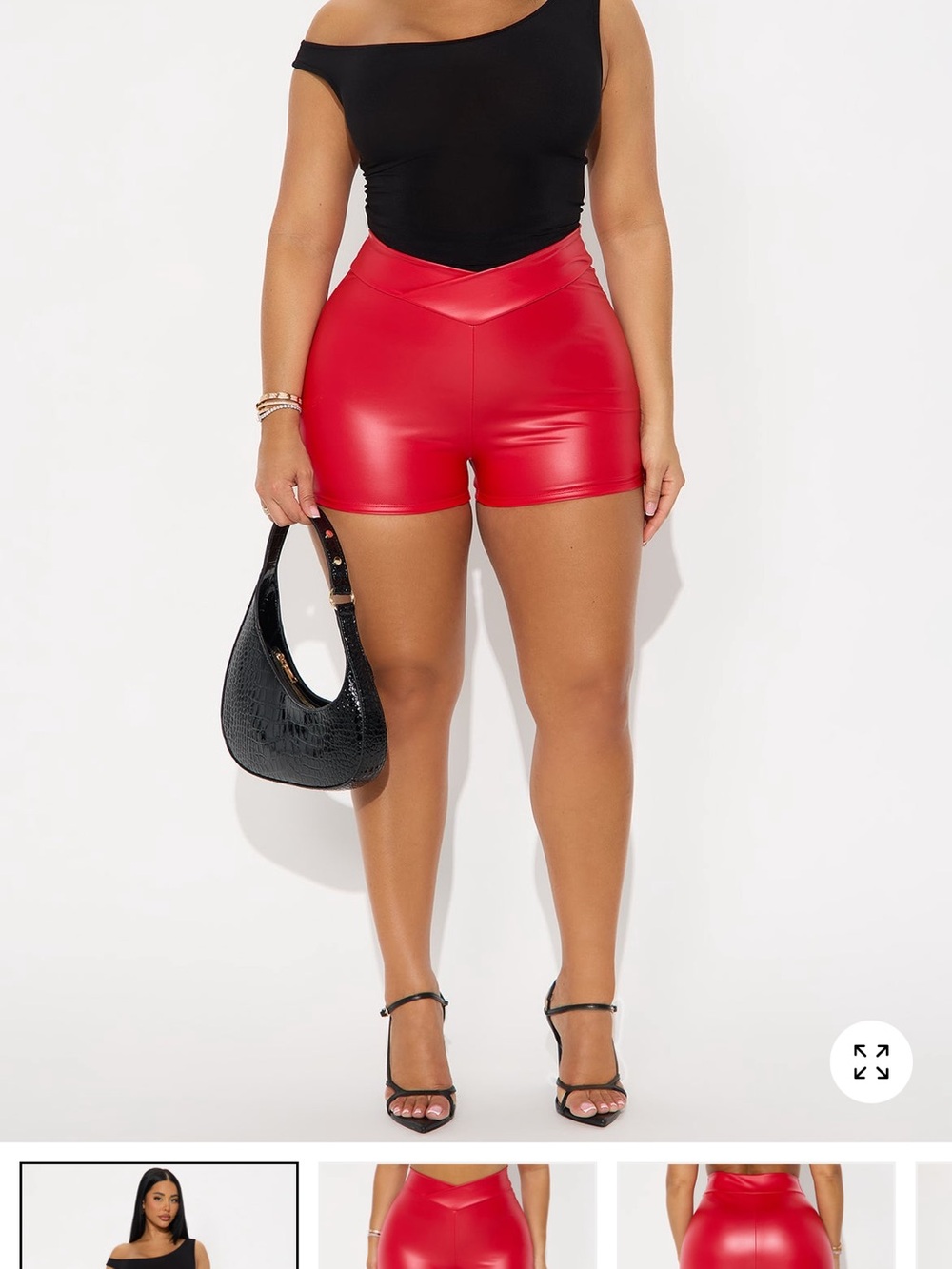 Fashion Nova Red High-Waist Faux Leather Shorts